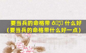 要当兵的命格带 🦍 什么好（要当兵的命格带什么好一点）